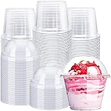 Alaeseje 100 Pack 8oz Plastic Cups with Dome