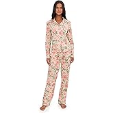 Karen Neuburger womens Vintage Dreams Long Sleeve Notch Top & Long Pants Set With Picot Trim