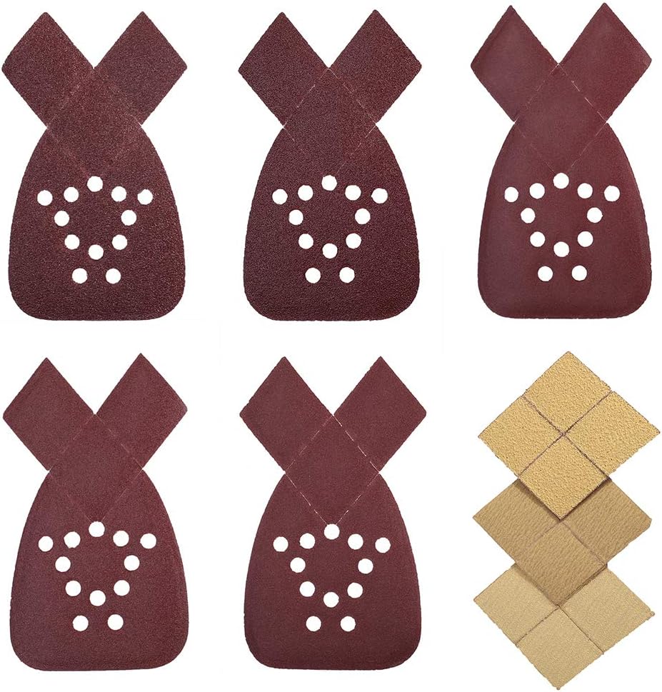 Sanding Sheets for Black and Decker Mouse Sanders, 50PCS 60 80 120 150 220 Grit Sandpaper Assortment with Extra Tips for Replacement, 12 Holes Hook and Loop Detail Sander Sanding Pads Sand Paper - - 