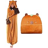TOYSYM Wearable Hooded Blanket for Adults Soft Warm Cozy Plush Flannel Throw & Sherpa Hoodie Cloak Wrap Gifts for Adults