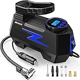 FADAKWALT Tire Inflator Portable Air Compressor, DC 12V Tire Air Pump with LED and 150PSI Digital Pressure Gauge, Portable Tire Inflator for Car Tires, Motorcycles, Bike, Ball (Blue)