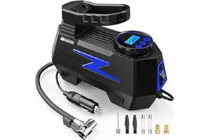 FADAKWALT Tire Inflator Portable Air Compressor, DC 12V Tire Air Pump with LED and 150PSI Digital Pressure Gauge, Portable Tire Inflator for Car Tires, Motorcycles, Bike, Ball (Blue)