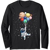 Space Themed For Men Women Outer Space Moon Galaxy Astronaut Long Sleeve T-Shirt