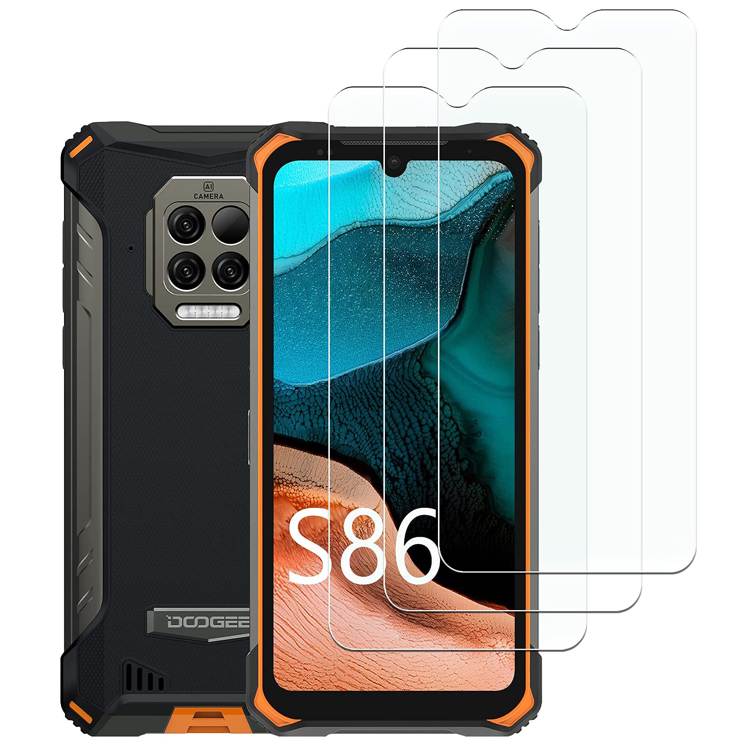 KELOLIN [Pack of 3] Tempered Glass Phone Screen Protector Compatible with Doogee S86, 9H Hardness, Anti-Fingerprint, Anti-Scratch, Anti-Bubble, HD Clear Screen Protector