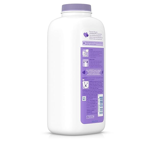 JOHNSON’S LAVENDER BABY POWDER WITH NATURALLY DERIVED CORNSTARCH, HYPOALLERGENIC AND PARABEN FREE, 15 OZ (PACK OF 3)