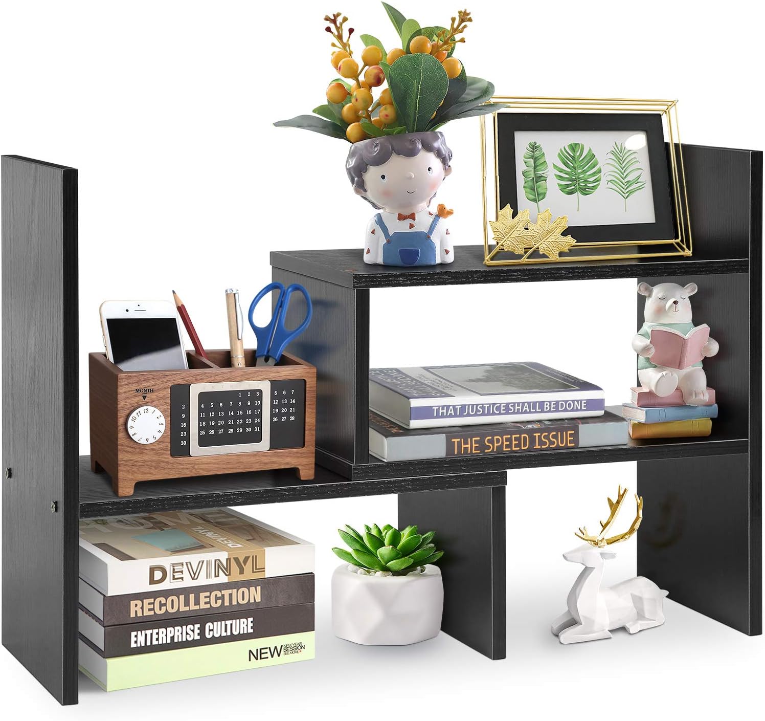 Desktop Bookshelf Organiser, Adjustable Bookshelf Bookcase, Expandable