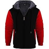 V VALANCH Men Hoodies Zip Up Sherpa Lined Sweatshirts Heavyweight Thick Warm Fleece Winter Jacket