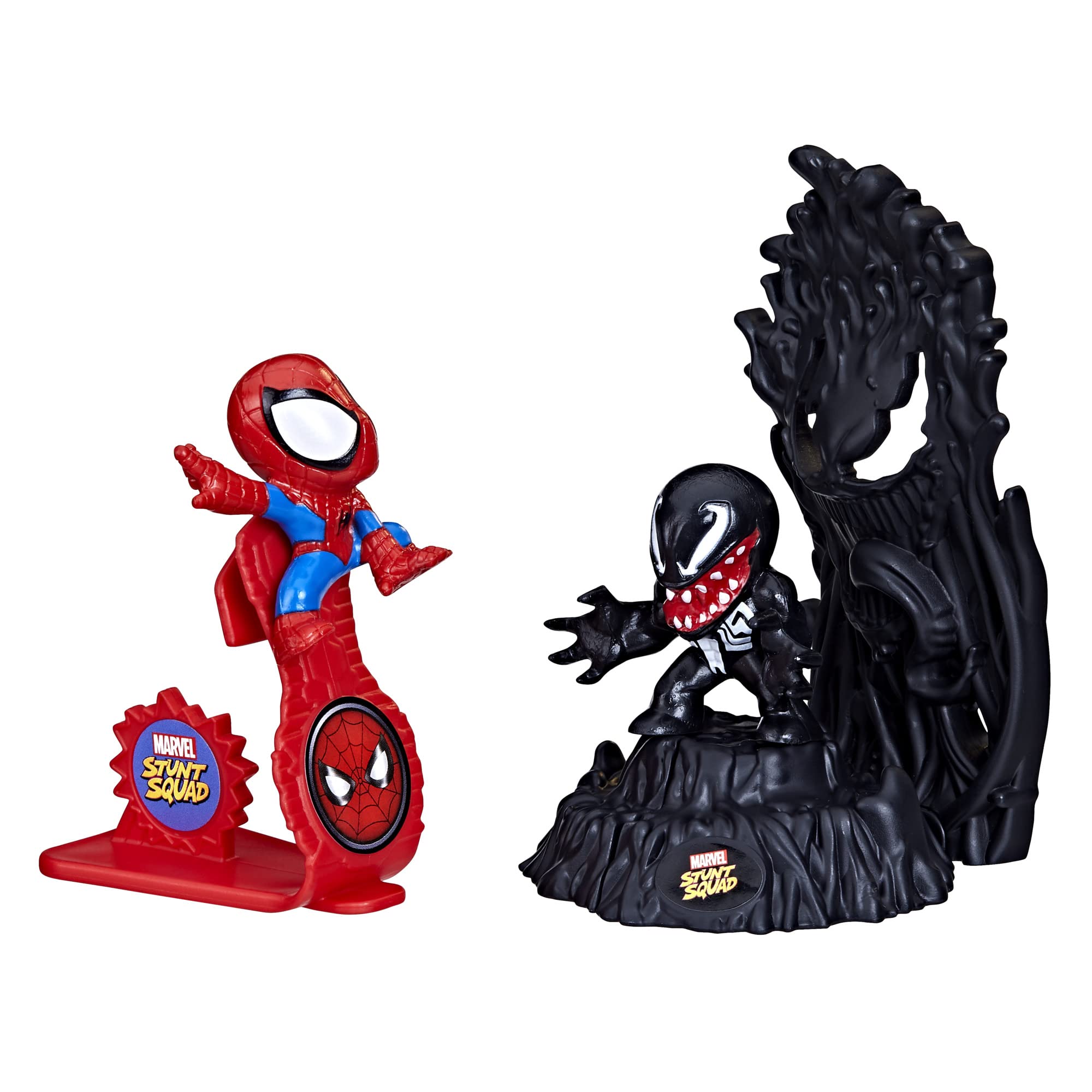 Photo 1 of Marvel Stunt Squad Spider-Man vs. Venom Playset, 1.5-Inch Super Hero Action Figures, Marvel Toys for Kids Ages 4 and Up