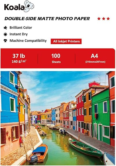 Koala Double Sided Matte Inkjet Photo Paper A4 140gsm 100 Sheets