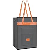 Yotako Shoe Bag for Travel with Leathers Handle-Portable Shoe Organizer with Pockets,3 in 1 Hanging Luggage Shoe Storage Bag,Travel Shoe Bag for Women Men Fit 6 PCS Shoes,Grey