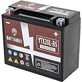 Battanux YTX20L-BS Gel Motorcycle Battery, 12V20Ah Non-Spillable Maintenance-Free Power for ATV, UTV, Snowmobile, Motorbike –