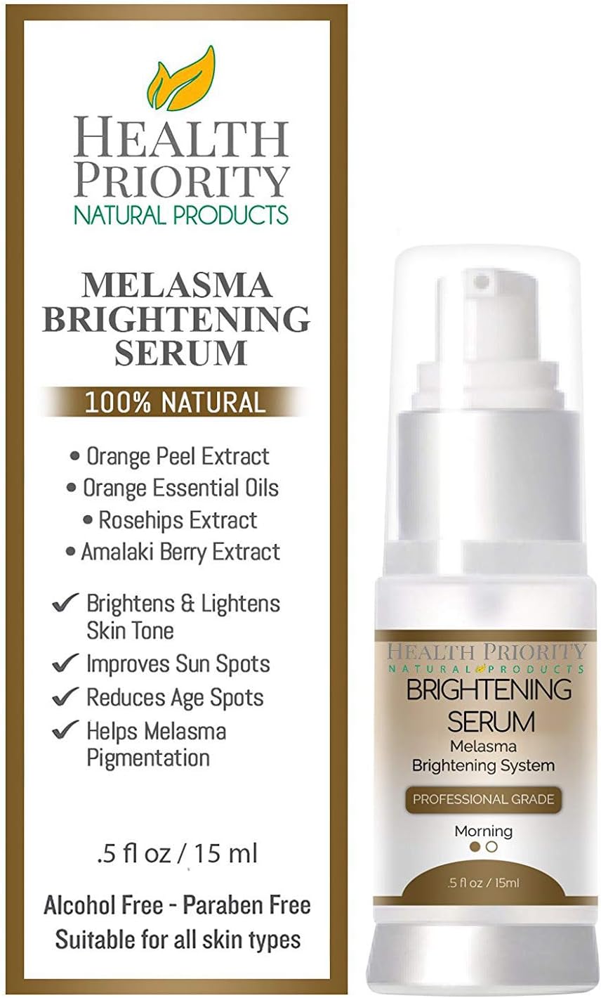 100% Natural & Organic Melasma Treatment for Face. Best Brightening Serum for Lightening & Dark Spot Corrector - Hydroquinone & Kojic Acid Free. Kit, Serum & Cream to Fade and Remove Pigment Problems.