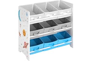 SONGMICS Children's Storage Shelf for Toys and Books, Toy Chest with 9 Removable Boxes UGKR33WT