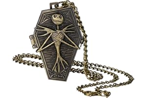 Lancardo Men's Pocket Watch Bronze Vintage Irregular Punk Skull Skeleton Case Arabic Numeral Display Quartz Pocket Watch with Chain for Valentine's Day