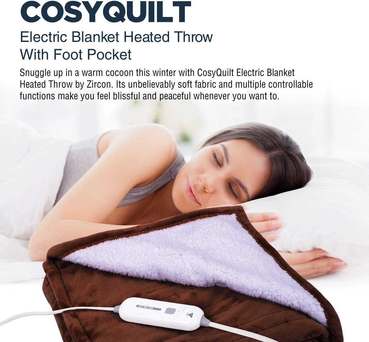 Electric Blanket Heated Throw w/ Foot Pocket & Sherpa - Auto Shut Off - Heating Blanket 50" x 60", ETL Certification with 3 Levels & Machine Washable: Kitchen & Dining