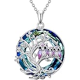 TOUPOP Three Owls Tree of Life Pendant Necklace Sterling Silver Family Mother Daughter Necklace Owl Jewelry for Women Christmas Birthday Gifts Mothers Day Gift for Mom Wife