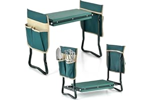 GENERIC IRONMAX Garden Kneeler and Seat, Heavy Duty Foldable Gardening Bench Stool w/Soft Foam Pad & 2 Tool Storage Bags for Kneeling & Sitting, Gardening Gifts for Women Men