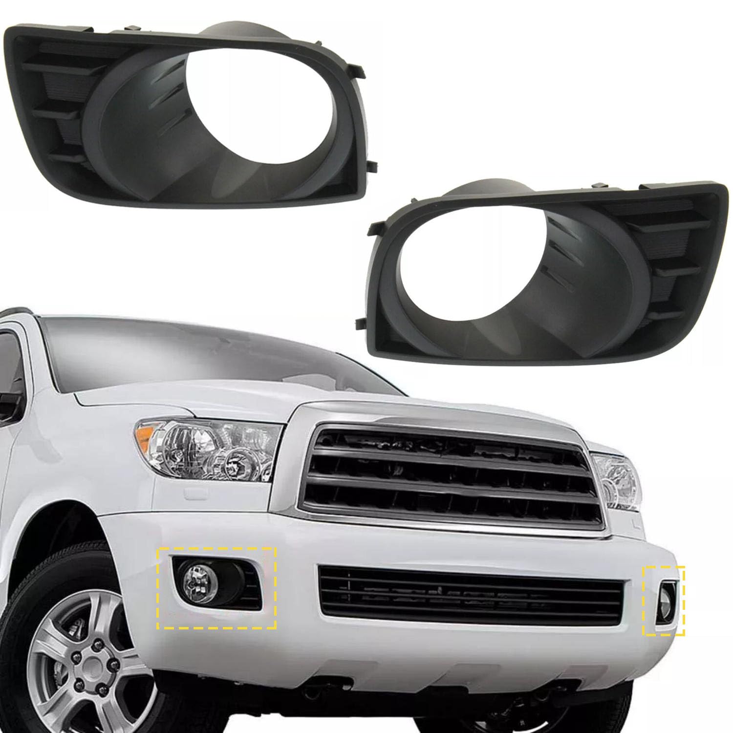 Photo 1 of 1 Pair Front Driving Fog Light Bezel Cover for Toyota Sequoia 2008-2017 Replaces 814820C021, 814810C021