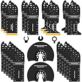 AIFICUT 26pcs Oscillating Saw Blades Titanium Multitool Blades for Wood Plastics Metal oscillating Tool Blades Kits Fit Rockw