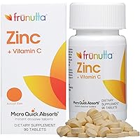Frunutta Zinc + Vitamin C Supplement, Supports Immune System – Pure, Sugar-Free, Non-GMO, Vegetarian – Instant Dissolve…