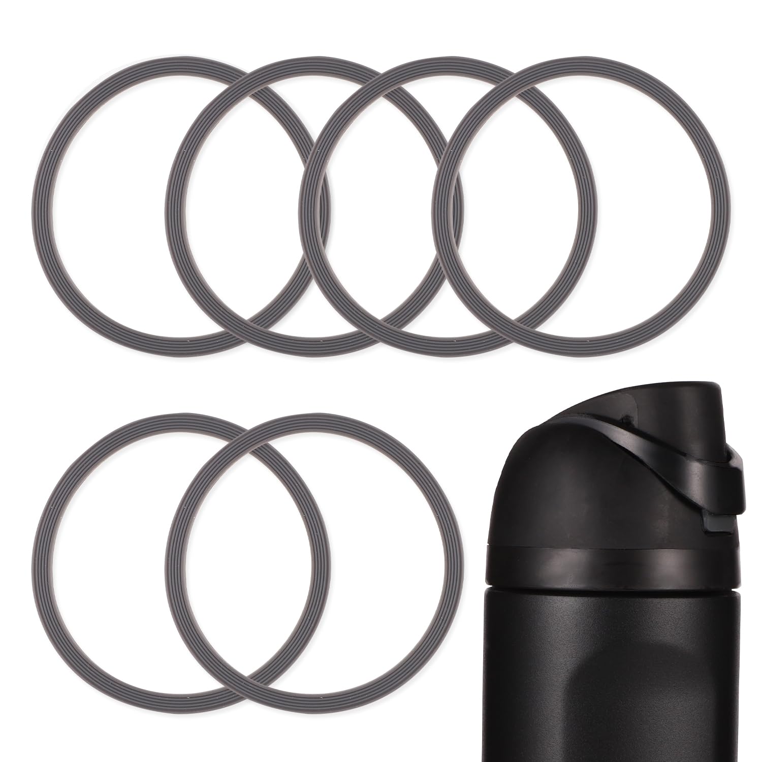 Photo 1 of 6pcs Water Bottle Sealing Ring Replacement for Owala FreeSip, Silicone Lid Seal O Ring for Owala Water Bottle 24/25/32/40 oz, Rubber Lid Gasket Replacement Bottle Accessories for Owala (Gray)
