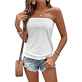 SOLY HUX Women's Strapless Bandeau Tank Top Casual Summer Sleeveless Eyelet Tube Tops