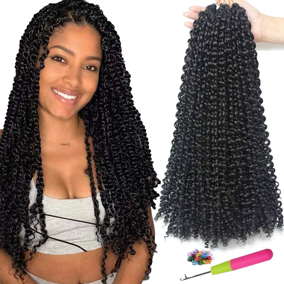 18 Inch 6 Packs Passion Twist Hair Bohemian Crochet Hair Bohemian Crochet Braids for Passion Twist Crochet Braiding Hair Water Wave Crochet Hair(22Strands/Pack,#2)