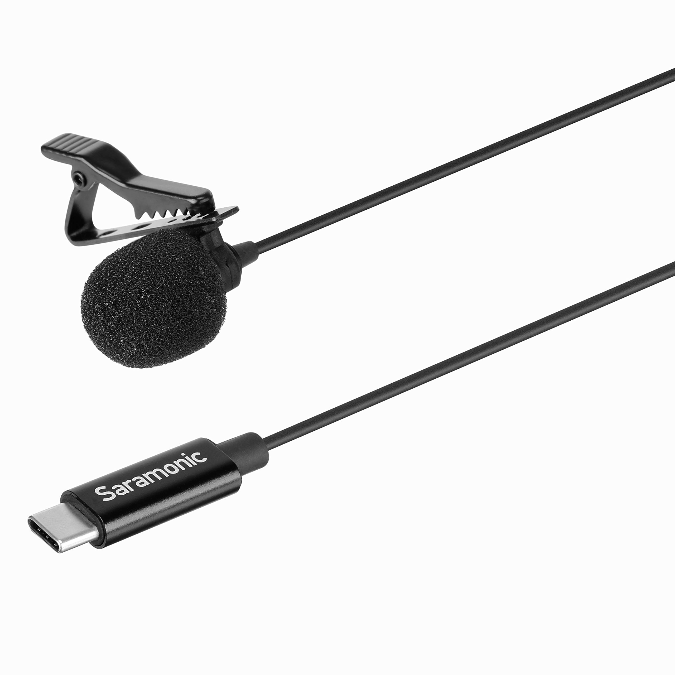 Saramonic Lavalier Microphone with USB-C for Mobile Devices and Computers with 19.7-foot (6m) Cable & Right-Angle USB-C Adapter (LavMicro U3B)