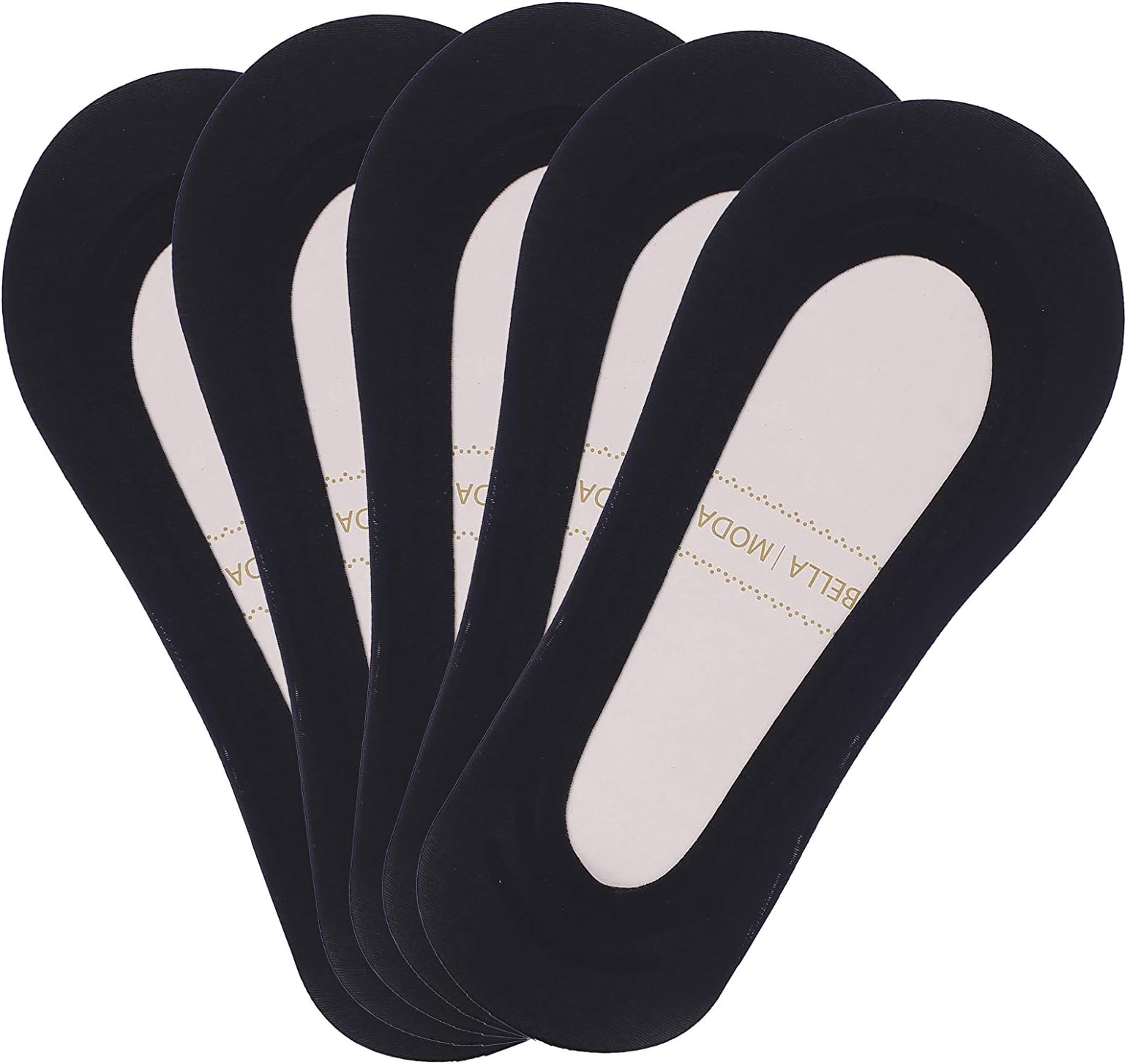 Bella Moda Women's Casual No Show Non Skid Boat Low Cut Socks Set of 5