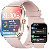 Smart Watches for Women,1.85" HD Display Compatible iPhone/Android (Answer/Make Calls),110+ Sport Modes Fitness Tracker with Heart Rate/Sleep/Sp02 Monitor,200+watch Face IP68 Waterproof (Pink, 1.85)