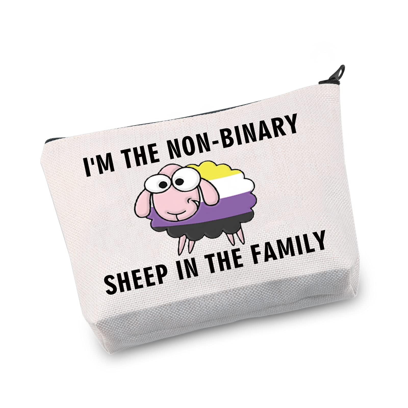 PYOUL Non-Binary Gift LGBTQ Non Binary Pride Makeup Bag I'm The Non-Binary Sheep in The Family Cosmetic Bag (Non-Binary Sheep in The Family)