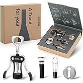 Beneno Multifunctional Wine Bottle Opener Gift Wing Corkscrew, Foil Cutter, Vacuum Stopper & Aerator Pourer, Perfect for Wine Lovers Man Woman, Elegant Black