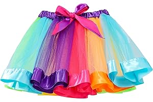 HMXPLS Girls Rainbow Tutu Skirt, Colorful Layered Tulle Tutu Skirts Princess Ballet Skirt Dress Up