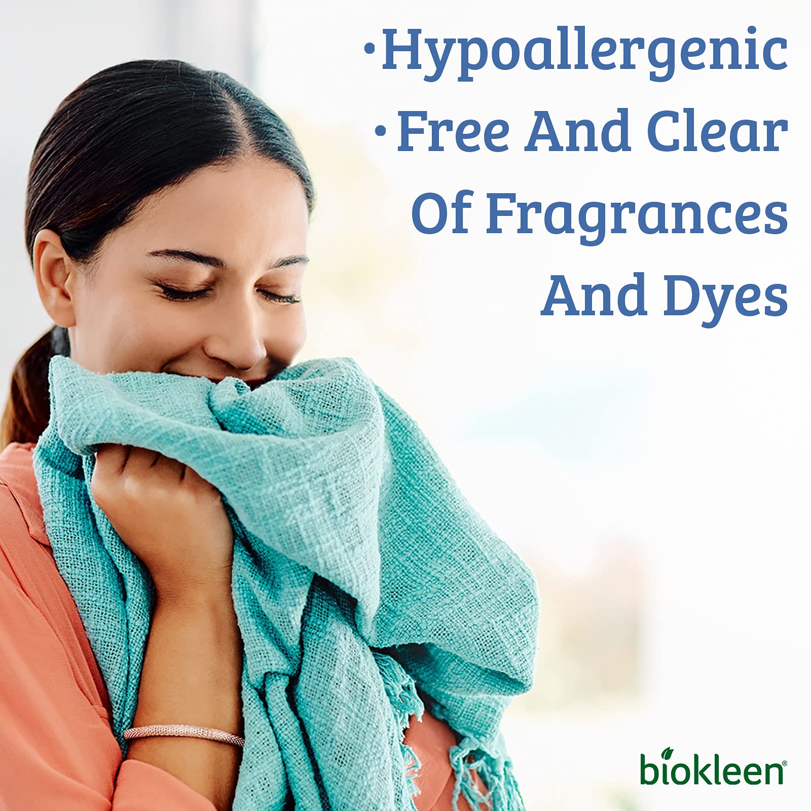 Biokleen Free & Clear Natural 3X Concentrated Liquid Laundry Detergent, 300 Loads, Plant-Based, Hypoallergenic, Removes Stains & Fights Odors, Dye Free, Unscented