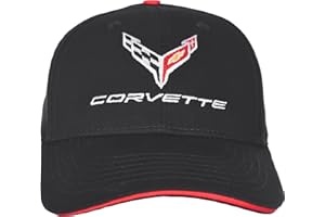 JH DESIGN GROUP Men's Chevy Corvette C8 Logo Cap Adjustable Black Hat