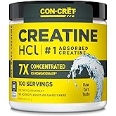 CON-CRET Creatine HCl Powder | Muscle, Cognitive, Cellular Energy Support | No Bloating or Cramps | USA Made & NSF Certified | Unflavored (100 Serving)