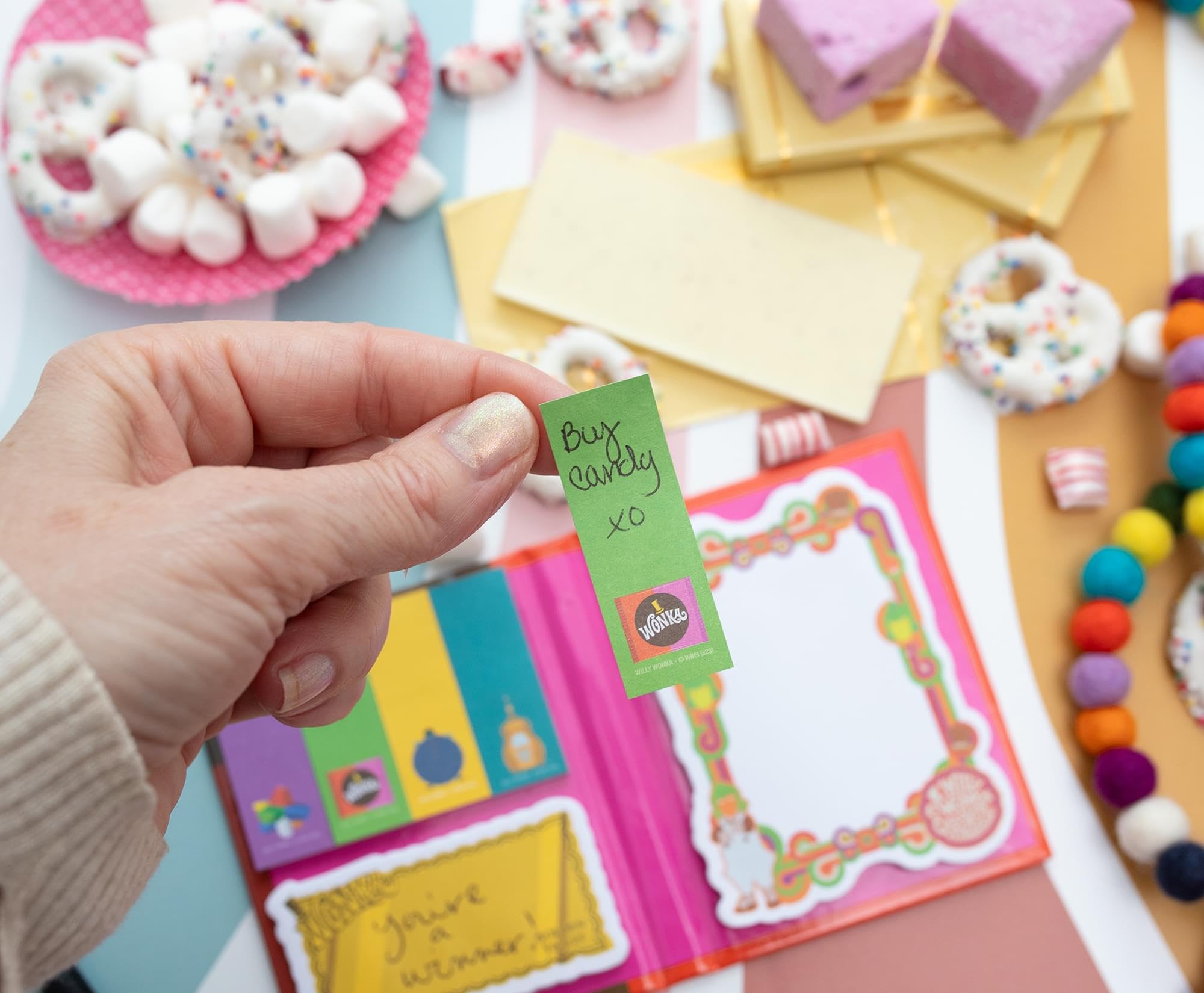 Willy Wonka Chocolate Bar Icons Sticky Note and Tab Box Set | Notepad Stationery Paper, School and Office Supplies