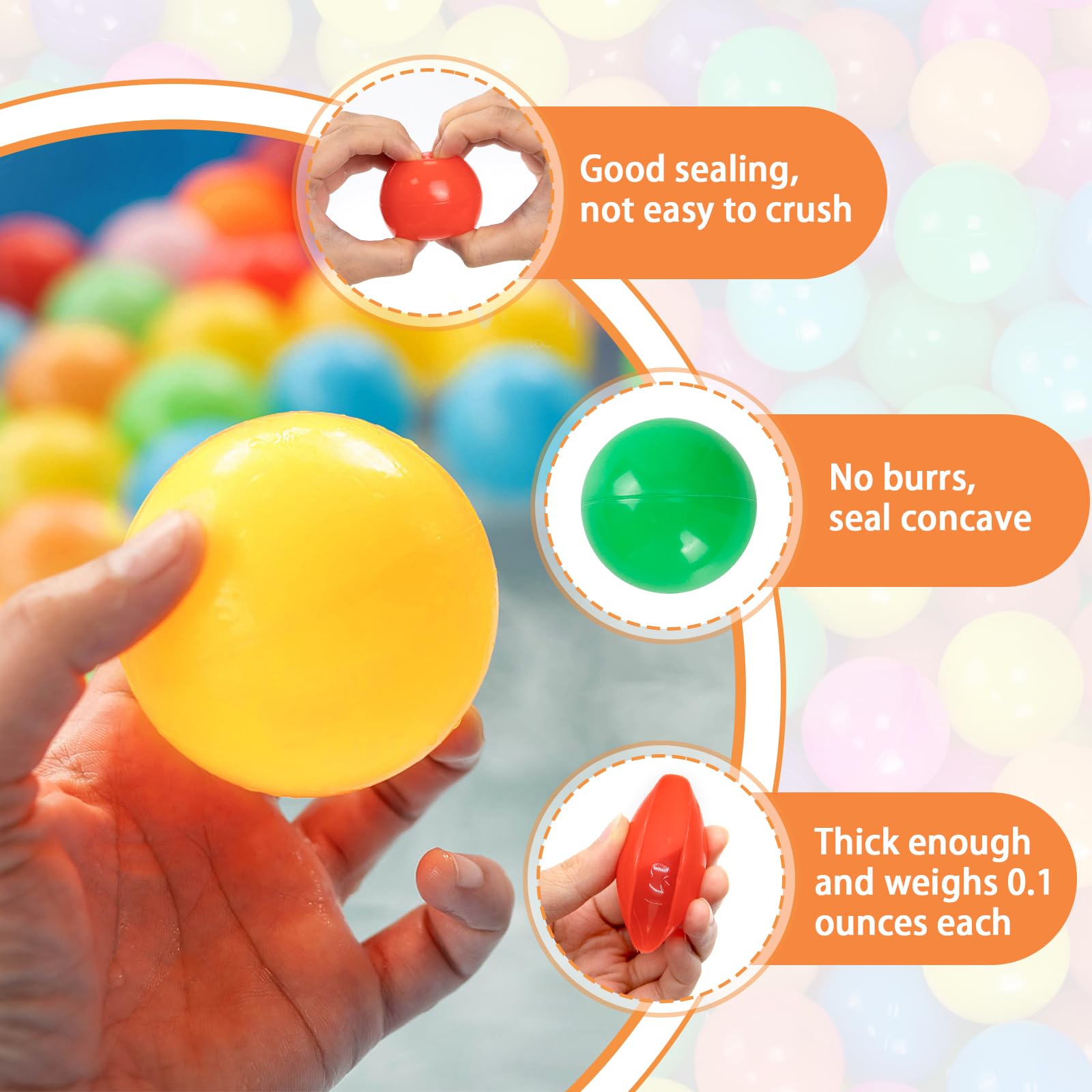 Markdang 170 PCS Ball Pit Balls 2.1-2.2” Free Crush Proof Plastic Ball for Baby and Toddler -8 Bright Colors with Zip Storage Bag,Baby Pool Water Toys,Kiddie Pool