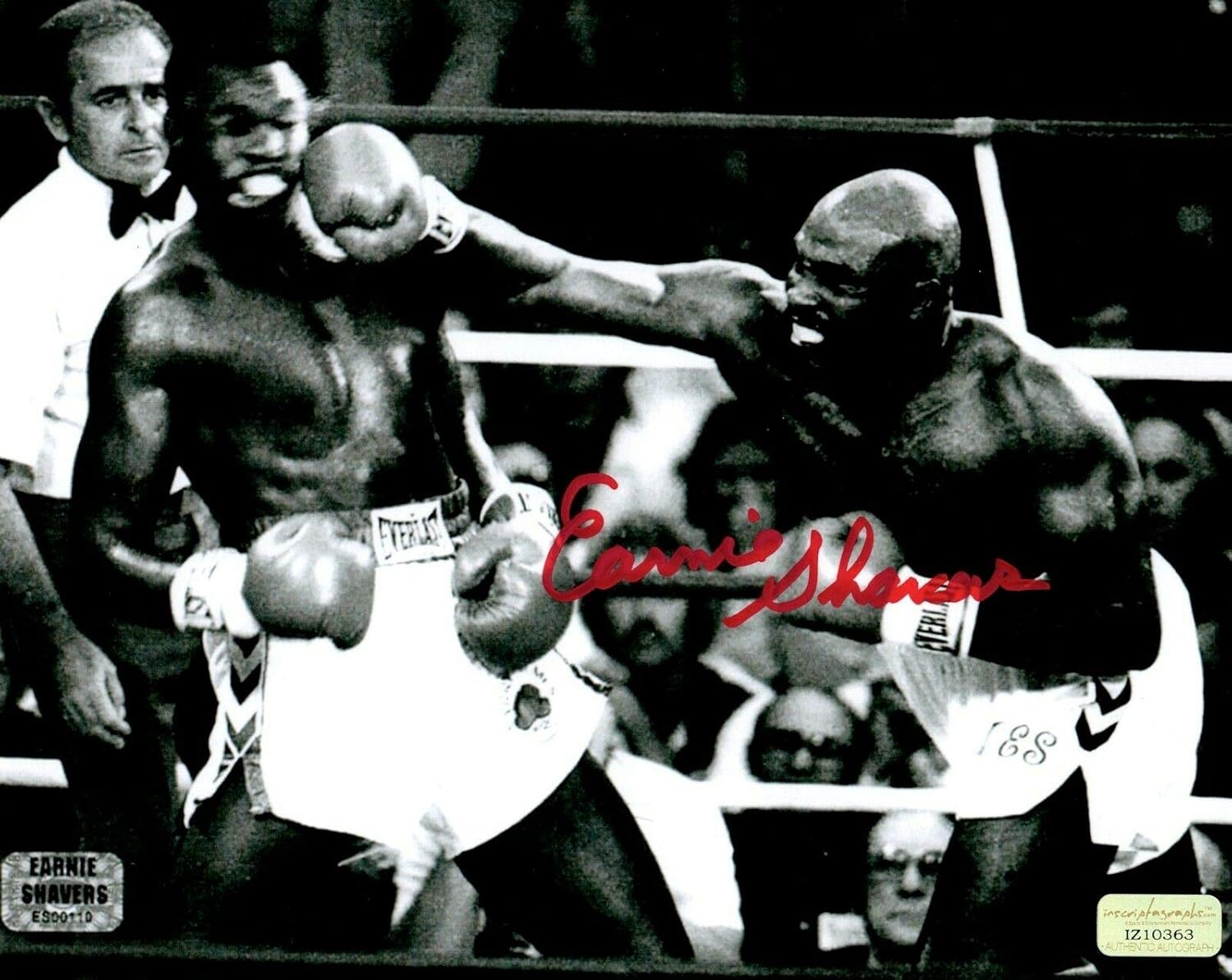 Earnie Shavers Signed 8x10 Photo vs. Larry Holmes COA Inscriptagraphs Autograph