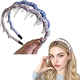 LUKLUKTAISUN 2026 U Shape Fashion Comb Headband, High Cranium Hair Comb for Women, Reversible Korean Hair Bands for Women,Polka dots Headband Gifts for Teen Girls(2PCS,Pink+Blue)