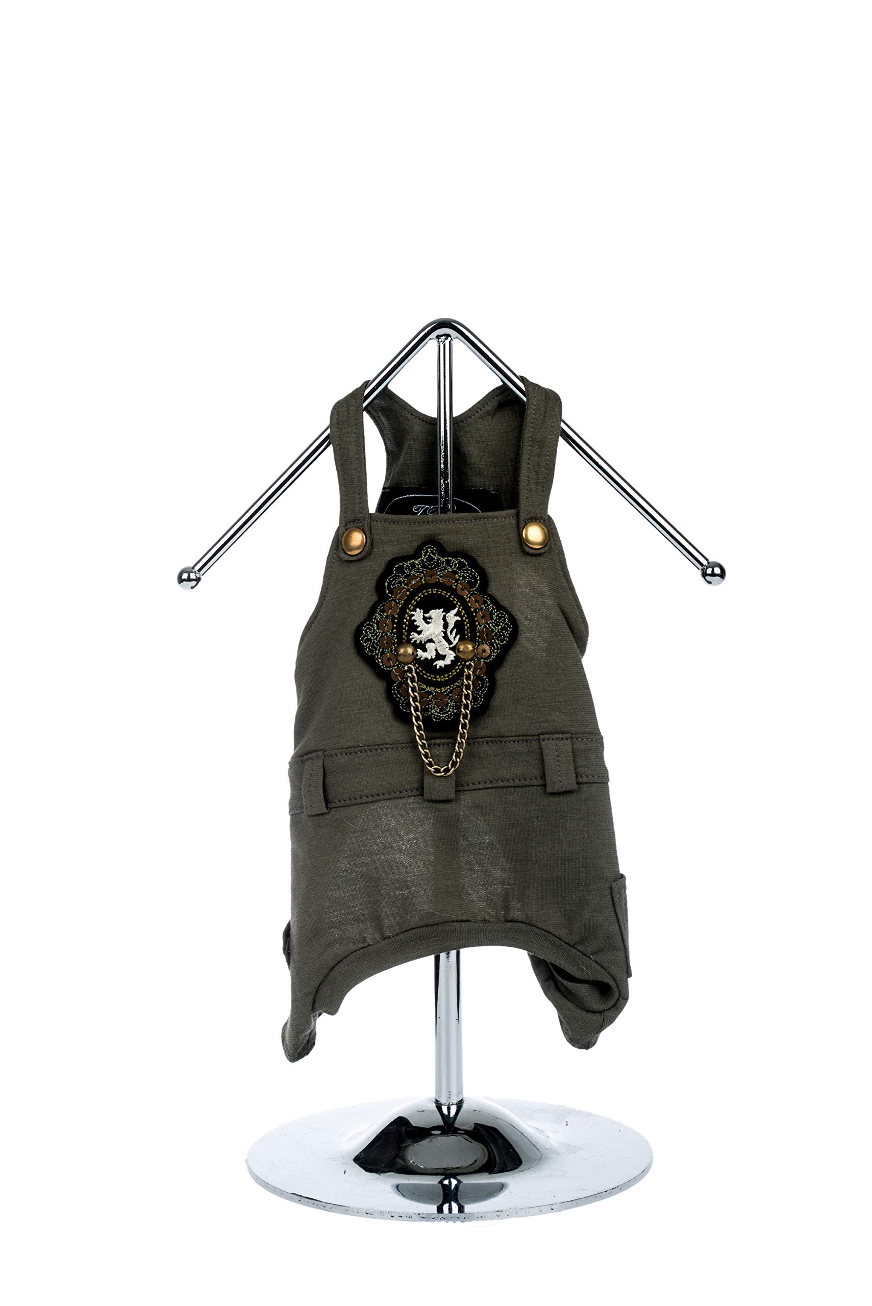 Trilly Tutti Brilli 15-CAMO.VERS/M Camomile Dungarees with Thermal Application Military Badge S/M, Green