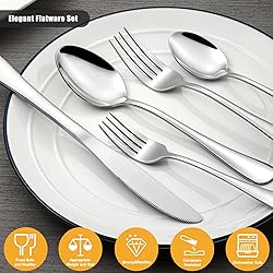 60 Piece Silverware Set for 12, Stainless Steel