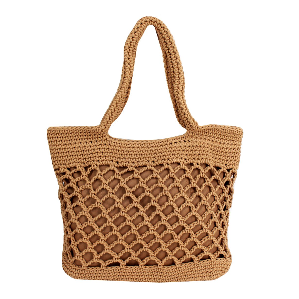 Millya Women Handmade Straw Tote Bag Woven Crochet Top-handle Bag Vacation Beach Handbag