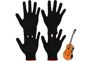 Jiuguva 4 Pack Guitar Gloves Guitar Fingertip Protector for Men Women Practice Gloves for Playing Musical Instruments, Black, Medium