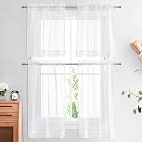 PONY DANCE White Voile Curtains 24in Drop 29in Wide 2 Panels Caravan view 2