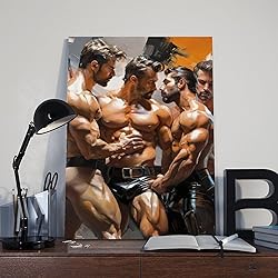 HMLZSJ Nude Muscle Male Torso Portrait Art Gay