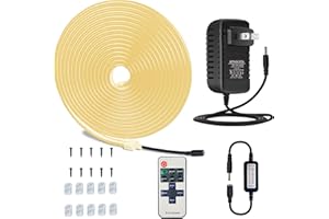 DSJJBLL Flexible Neon Rope Strip Night Light,Outdoor Indoor LED Cut Freedom 16.4FT/Set Power Supply/Clip Included (Warm White2)