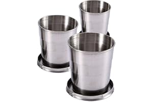 Guyuyii 3-Pack Collapsible Cups with Lid and Keychain – Stainless Steel Foldable Drinkware for Travel, Outdoor Activities, Ho