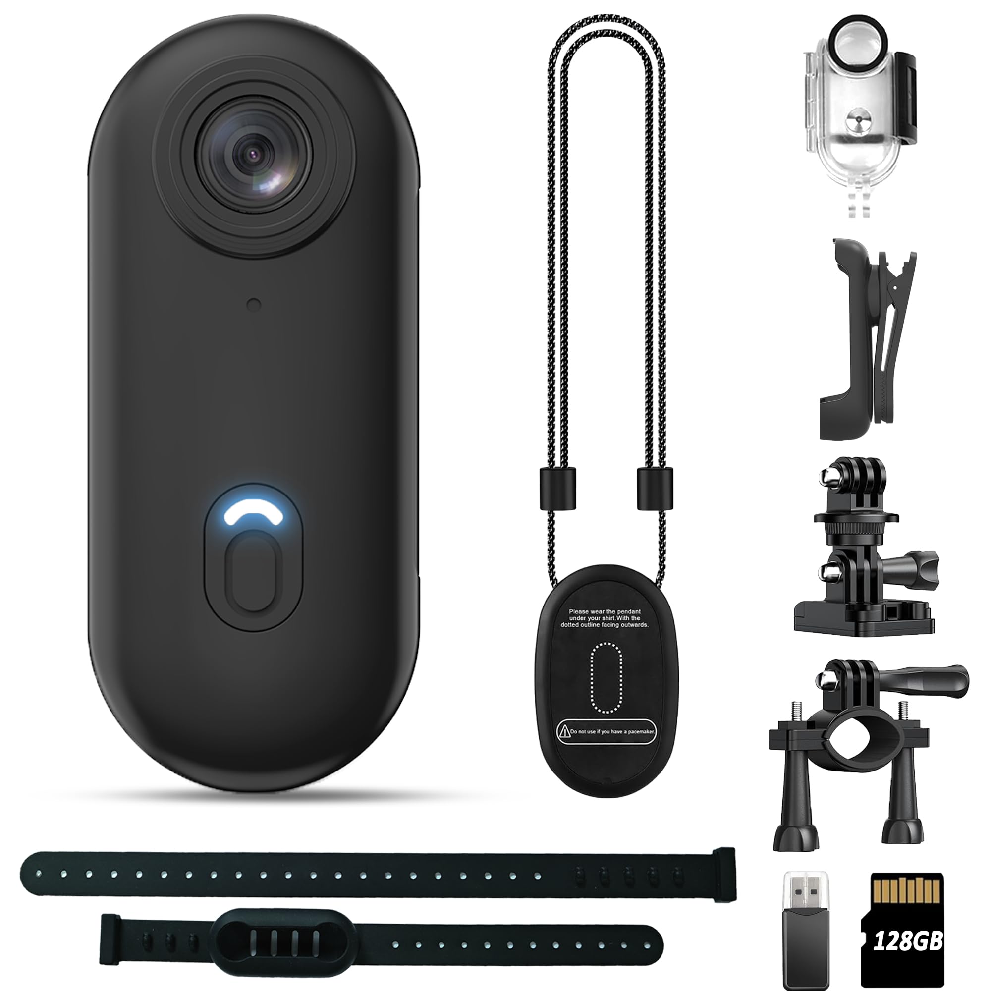 Photo 1 of 4K Mini Body Camera, 128GB Thumb Size Wearable Cam, Hands Free Action Cam with 360° Rotatable & Magnetic Clip, Portable Body Worn Camera for Security, Travel, Work, Lectures, Pet Walking (Black)