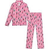 Rene Rofe Girls Pajama Set - 2 Piece Velour Long Sleeve Sleep Shirt and Pajama Pants - Holiday Sleepwear Set for Girls
